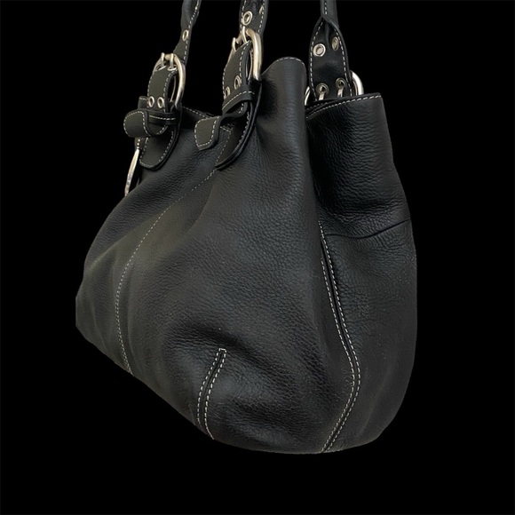 Tignanello Black Pebble Leather Satchel - Picture 4 of 9